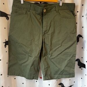 Green Flat Front Knee-Length Shorts